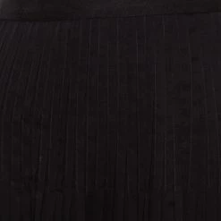 Oscar De La Renta Black Pleated Silk Lace Insert Skirt L For Women -Oscar de la Renta Sales Shop luxury women oscar de la rentaslug used clothes p172478 002