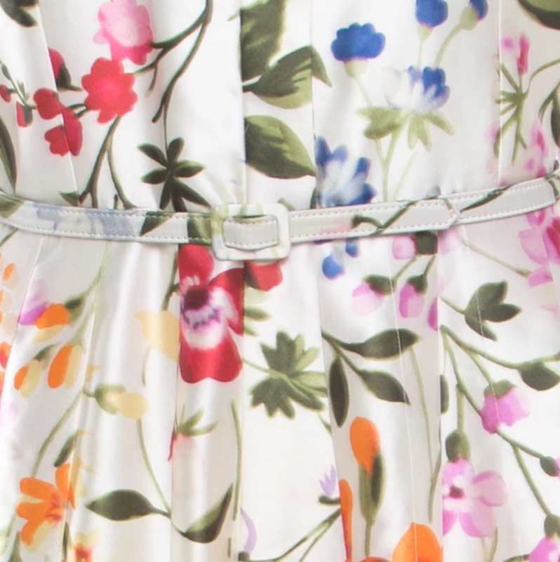 Oscar De La Renta Osca De La Renta White Floral Printed Belted Maxi Dress L For Women 6 Oscar De La Renta Osca De La Renta White Floral Printed Belted Maxi Dress L For Women - Image 4