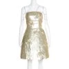 Oscar De La Renta Matte Gold Sequin Embellished Strapless Mini Dress S For Women -Oscar de la Renta Sales Shop luxury women oscar de la rentaslug used clothes p180310 003