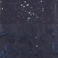 Oscar De La Renta Navy Blue Embellished Tulle Faux Feather Gown XL For Women -Oscar de la Renta Sales Shop luxury women oscar de la rentaslug used clothes p180940 002