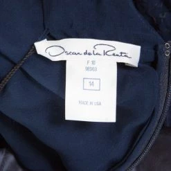 Oscar De La Renta Navy Blue Embellished Tulle Faux Feather Gown XL For Women -Oscar de la Renta Sales Shop luxury women oscar de la rentaslug used clothes p180940 007