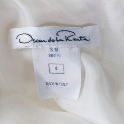 Oscar De La Renta White Chiffon And Tweed Lace Applique Sleeveless Dress S For Women -Oscar de la Renta Sales Shop luxury women oscar de la rentaslug used clothes p185619 003