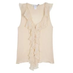 Oscar De La Renta Ruffled Neck Top S For Women