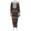 Oscar De La Renta Brown Tribal Print Silk Embroidered Kaftan Dress M For Women 2 Oscar De La Renta Brown Tribal Print Silk Embroidered Kaftan Dress M For Women -Oscar de la Renta Sales Shop luxury women oscar de la rentaslug used clothes p217486 003