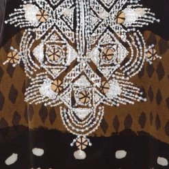 Oscar De La Renta Brown Tribal Print Silk Embroidered Kaftan Dress M For Women -Oscar de la Renta Sales Shop luxury women oscar de la rentaslug used clothes p217486 006