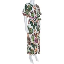 Oscar De La Renta White Jungle Print Silk Stretch Maxi Dress S For Women -Oscar de la Renta Sales Shop luxury women oscar de la rentaslug used clothes p218890 002
