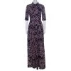 Oscar De La Renta Indigo Floral Printed Stretch Cotton Collared Maxi Dress S For Women -Oscar de la Renta Sales Shop luxury women oscar de la rentaslug used clothes p219021 003