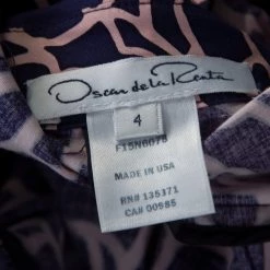 Oscar De La Renta Indigo Floral Printed Stretch Cotton Collared Maxi Dress S For Women -Oscar de la Renta Sales Shop luxury women oscar de la rentaslug used clothes p219021 005