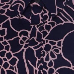 Oscar De La Renta Indigo Floral Printed Stretch Cotton Collared Maxi Dress S For Women -Oscar de la Renta Sales Shop luxury women oscar de la rentaslug used clothes p219021 006