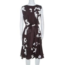 Oscar De La Renta Brown Abstract Print Silk Twill Ruffled Dress L For Women 10 Oscar De La Renta Brown Abstract Print Silk Twill Ruffled Dress L For Women -Oscar de la Renta Sales Shop luxury women oscar de la rentaslug used clothes p223899 003