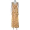 Oscar De La Renta White & Yellow Floral Print Frayed Neckline Sleeveless Dress M For Women -Oscar de la Renta Sales Shop luxury women oscar de la rentaslug used clothes p230342 003