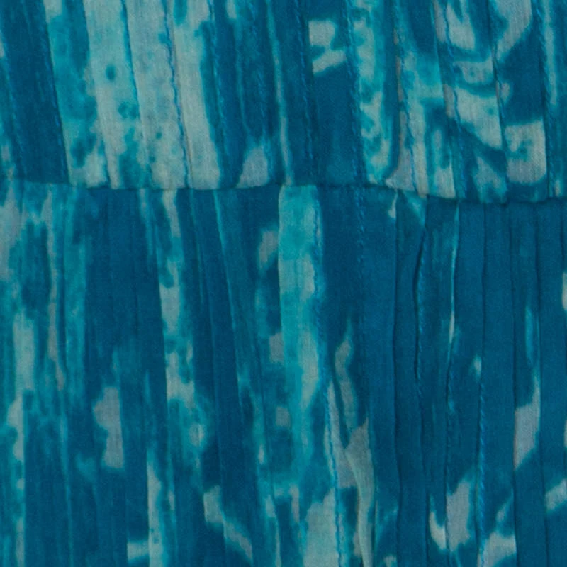 Oscar De La Renta Blue Printed Toile Silk Pleated Sleeveless Dress L For Women 6 Oscar De La Renta Blue Printed Toile Silk Pleated Sleeveless Dress L For Women - Image 4