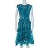 Oscar De La Renta Blue Printed Toile Silk Pleated Sleeveless Dress L For Women -Oscar de la Renta Sales Shop luxury women oscar de la rentaslug used clothes p234929 004