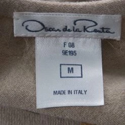 Oscar De La Renta Beige Cashmere Floral Feather Embellished Top M For Women -Oscar de la Renta Sales Shop luxury women oscar de la rentaslug used clothes p235326 005