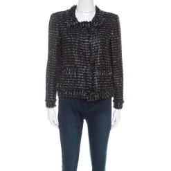 Oscar De La Renta Black Tweed Blazer M For Women