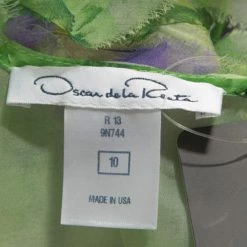 Oscar De La Renta Green Floral Print Chiffon Top L For Women -Oscar de la Renta Sales Shop luxury women oscar de la rentaslug used clothes p241771 003