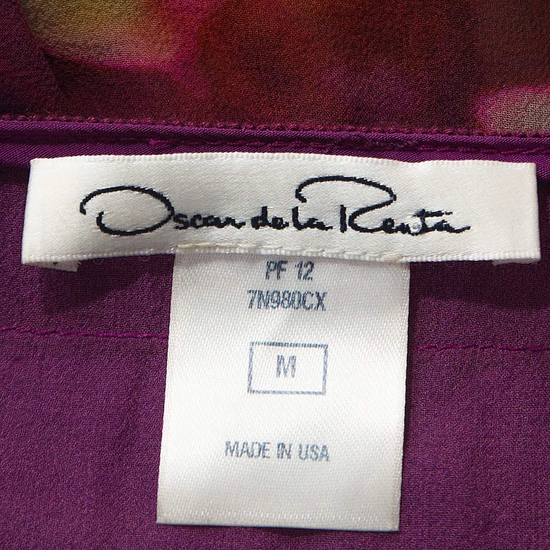 Oscar De La Renta Multicolor Printed Silk Crepe Kaftan M For Women 7 Oscar De La Renta Multicolor Printed Silk Crepe Kaftan M For Women - Image 5