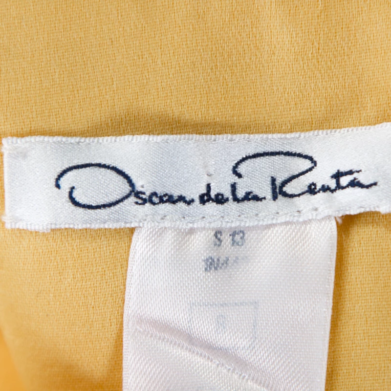 Oscar De La Renta Yellow Silk Waist Tie Detail Pencil Skirt M For Women 7 Oscar De La Renta Yellow Silk Waist Tie Detail Pencil Skirt M For Women - Image 5