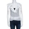 Oscar De La Renta White Eyelet Lace Ruffle Detail Top M For Women