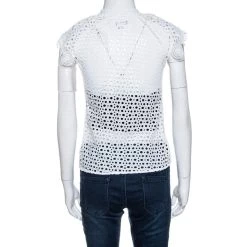 Oscar De La Renta White Eyelet Lace Ruffle Detail Top M For Women -Oscar de la Renta Sales Shop luxury women oscar de la rentaslug used clothes p258267 005