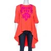 Oscar De La Renta Orange Crepe Floral Applique Detail Tunic XL For Women -Oscar de la Renta Sales Shop luxury women oscar de la rentaslug used clothes p260715 006