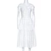 Oscar De La Renta White Eyelet Cotton Cross Front Dress S For Women