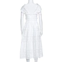 Oscar De La Renta White Eyelet Cotton Cross Front Dress S For Women -Oscar de la Renta Sales Shop luxury women oscar de la rentaslug used clothes p270212 003