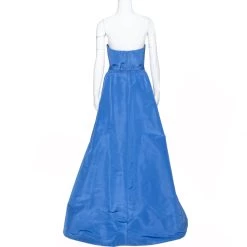Oscar De La Renta Blue Silk Faille Strapless Gown M For Women -Oscar de la Renta Sales Shop luxury women oscar de la rentaslug used clothes p273354 003