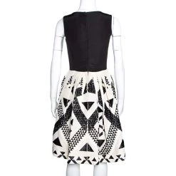 Oscar De La Renta Monochrome Silk Embellished Sleeveless Dress S For Women -Oscar de la Renta Sales Shop luxury women oscar de la rentaslug used clothes p280525 006