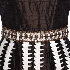 Oscar De La Renta Brown Silk Embellished & Pleated Sleeveless Dress S For Women -Oscar de la Renta Sales Shop luxury women oscar de la rentaslug used clothes p280532 001