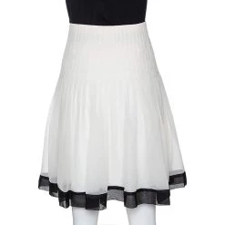 Oscar De La Renta Bicolor Chiffon Pleated A Line Skirt M For Women -Oscar de la Renta Sales Shop luxury women oscar de la rentaslug used clothes p285899 007