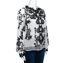 Oscar De La Renta Monochrome Floral Lace Long Sleeve Blouse L For Women -Oscar de la Renta Sales Shop luxury women oscar de la rentaslug used clothes p290476 004