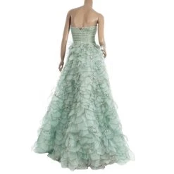 Oscar De La Renta Blue Sequined Silk Resort 2012 Evening Gown S For Women -Oscar de la Renta Sales Shop luxury women oscar de la rentaslug used clothes p29347 003