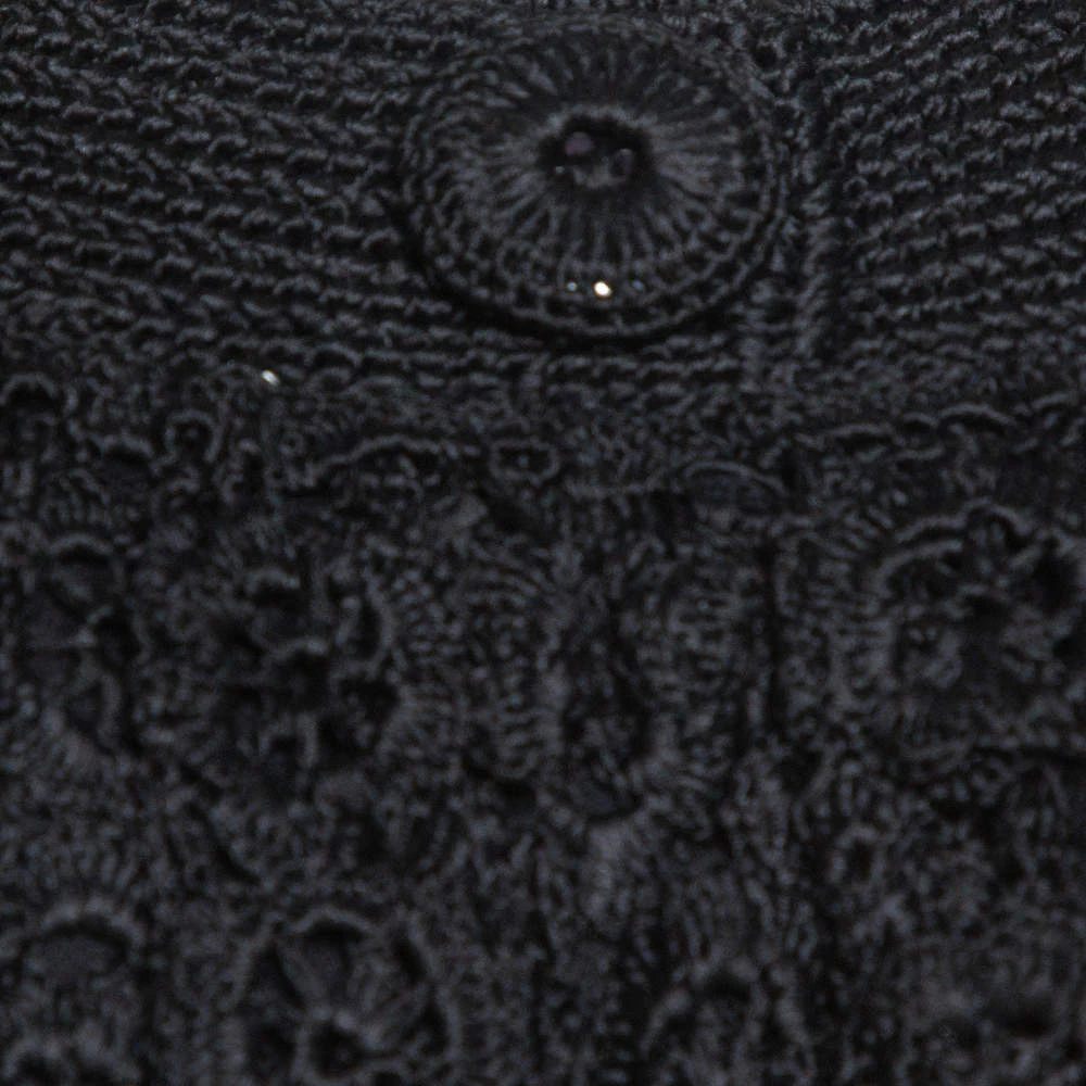 Oscar De La Renta Black Silk Crochet Knit Sleeveless Top S For Women 6 Oscar De La Renta Black Silk Crochet Knit Sleeveless Top S For Women - Image 4