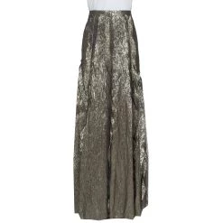 Oscar De La Renta Gold Lurex Silk Ruffled Maxi Skirt L For Women -Oscar de la Renta Sales Shop luxury women oscar de la rentaslug used clothes p321204 001