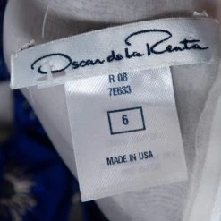 Oscar De La Renta Blue Floral Embroidered Mesh Sleeveless Dress M For Women -Oscar de la Renta Sales Shop luxury women oscar de la rentaslug used clothes p322050 003