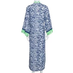 Oscar De La Renta Blue & Green Animal Print Maxi Kaftan Dress XL For Women -Oscar de la Renta Sales Shop luxury women oscar de la rentaslug used clothes p328104 003