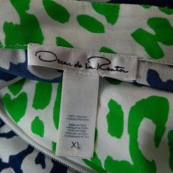 Oscar De La Renta Blue & Green Animal Print Maxi Kaftan Dress XL For Women -Oscar de la Renta Sales Shop luxury women oscar de la rentaslug used clothes p328104 004