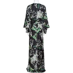 Oscar De La Renta Black Floral Print Silk Draped Maxi Dress L For Women -Oscar de la Renta Sales Shop luxury women oscar de la rentaslug used clothes p328634 007