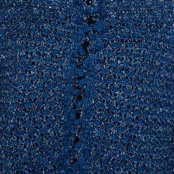 Oscar De La Renta Blue Silk Hand Knit Button Front Cardigan L For Women -Oscar de la Renta Sales Shop luxury women oscar de la rentaslug used clothes p329540 001