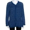 Oscar De La Renta Blue Silk Hand Knit Button Front Cardigan L For Women -Oscar de la Renta Sales Shop luxury women oscar de la rentaslug used clothes p329540 002
