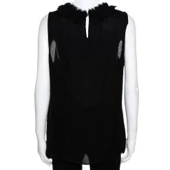 Oscar De La Renta Black Silk Sleeveless Ruffled Blouse L For Women -Oscar de la Renta Sales Shop luxury women oscar de la rentaslug used clothes p330028 001