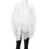 Oscar De La Renta Off White Silk Layered Tie Detail Blouse L For Women