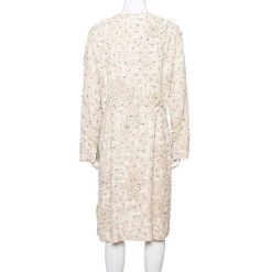 Oscar De La Renta Cream Silk Embellished Coat Dress XL For Women -Oscar de la Renta Sales Shop luxury women oscar de la rentaslug used clothes p339239 003