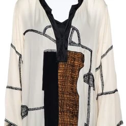 Oscar De La Renta Beige Silk Embroidered Dolman Tunic XL For Women -Oscar de la Renta Sales Shop luxury women oscar de la rentaslug used clothes p354551 005