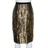 Oscar De La Renta Metallic Black/White Jacquard Knee Length Skirt M For Women -Oscar de la Renta Sales Shop luxury women oscar de la rentaslug used clothes p355724 003