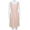Oscar De La Renta Pale Pink Organza Silk Embroidered Sleeveless Dress XL For Women