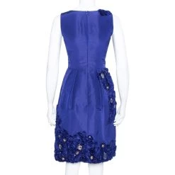 Oscar De La Renta Royal Blue Embellished Silk Sleeveless Sheath Dress XS For Women -Oscar de la Renta Sales Shop luxury women oscar de la rentaslug used clothes p376816 002
