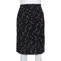 Oscar De La Renta Monochrome Tweed Fitted Short Skirt M For Women