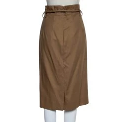 Oscar De La Renta Beige Cotton Paper Bag Waist Belted Midi Skirt M For Women -Oscar de la Renta Sales Shop luxury women oscar de la rentaslug used clothes p386253 002 scaled